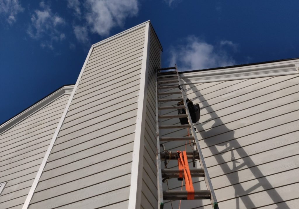 Replaced Chimney Trim wood, top to bottom!