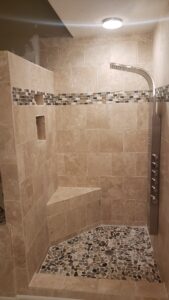 New Travertine Tiled shower